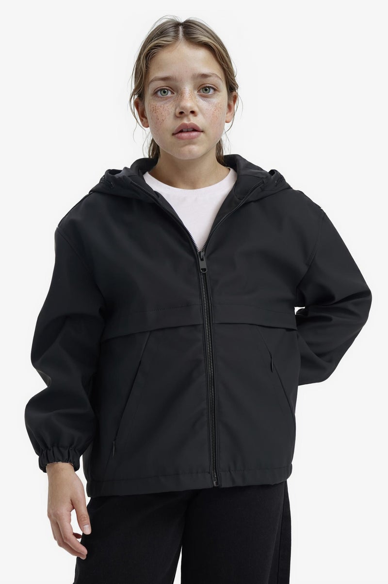 DeFacto Black Girl Girl Waterproof Hooded Raincoat Casual - Image 3